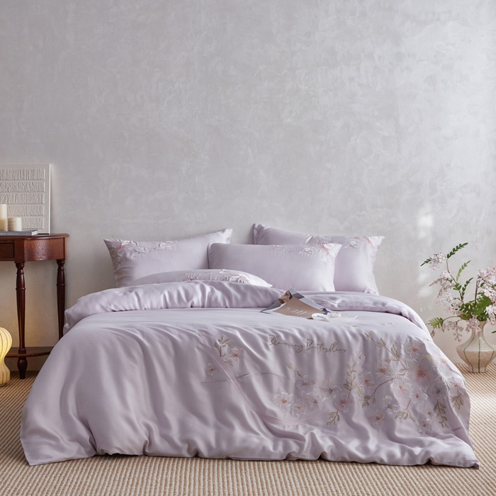 91家纺网 家纺一手货源 找家纺 爱缦 2026新款60支兰精天丝四件套--至真系列 浅紫