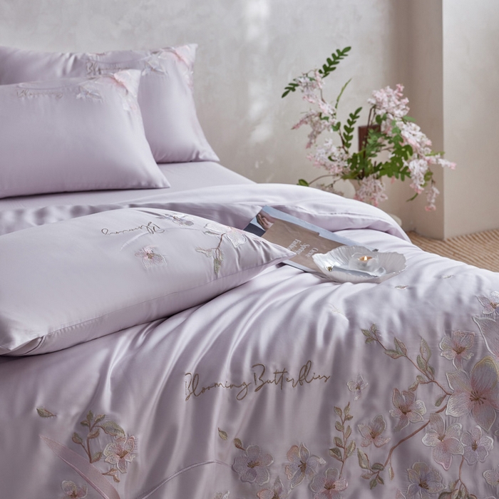 91家纺网 家纺一手货源 找家纺 爱缦 2026新款60支兰精天丝四件套--至真系列 浅紫