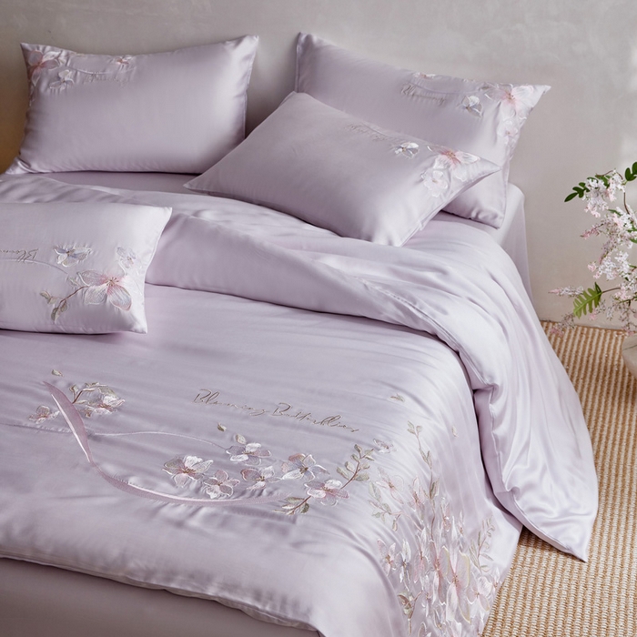 91家纺网 家纺一手货源 找家纺 爱缦 2026新款60支兰精天丝四件套--至真系列 浅紫