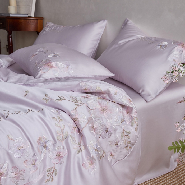 91家纺网 家纺一手货源 找家纺 爱缦 2026新款60支兰精天丝四件套--至真系列 浅紫