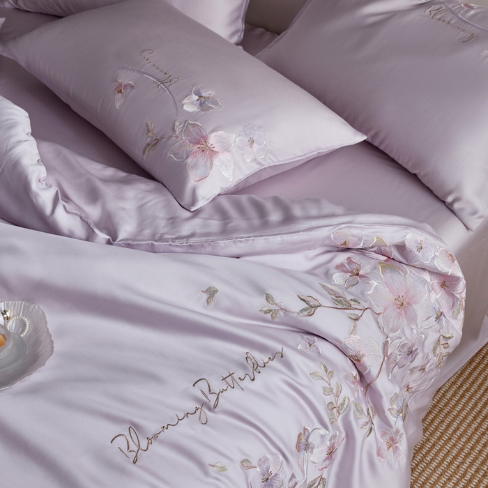 91家纺网 家纺一手货源 找家纺 爱缦 2026新款60支兰精天丝四件套--至真系列 浅紫