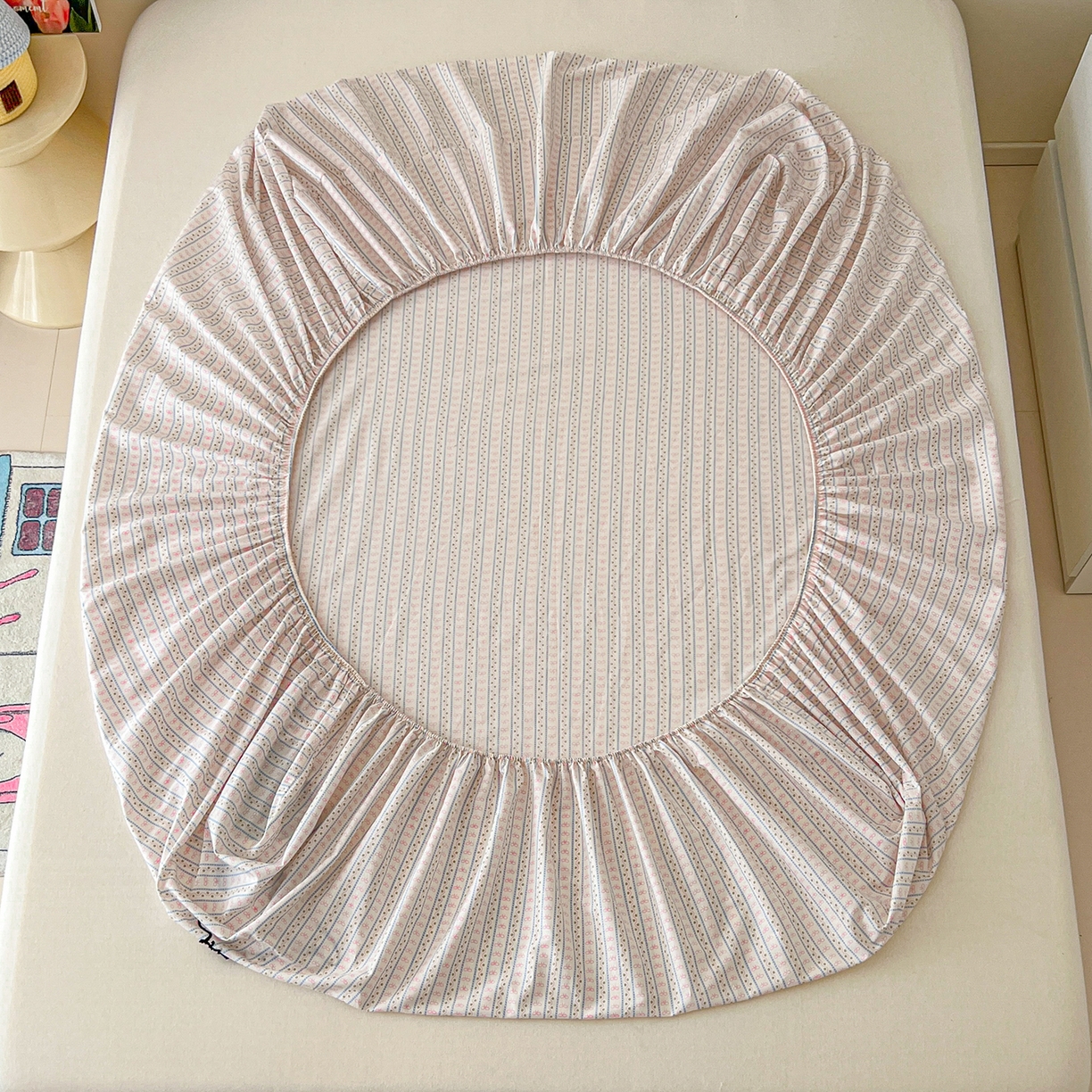 91家纺网 家纺一手货源 找家纺 舒居家纺 2026新款13070全棉纯棉毛巾绣单床笠床笠单件 友谊结