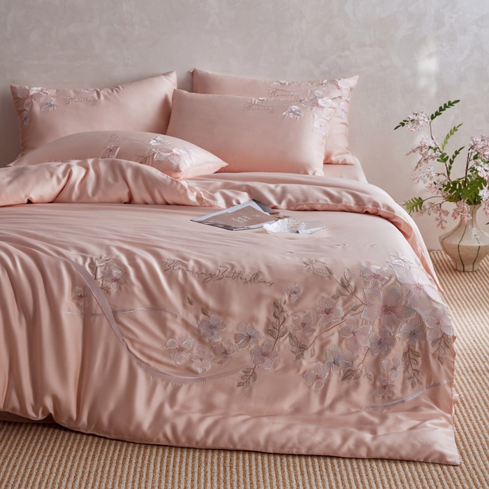 91家纺网 家纺一手货源 找家纺 爱缦 2026新款60支兰精天丝四件套--至真系列 玉粉