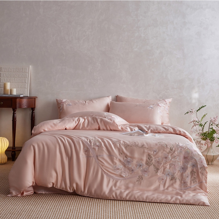 91家纺网 家纺一手货源 找家纺 爱缦 2026新款60支兰精天丝四件套--至真系列 玉粉