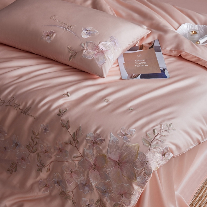 91家纺网 家纺一手货源 找家纺 爱缦 2026新款60支兰精天丝四件套--至真系列 玉粉