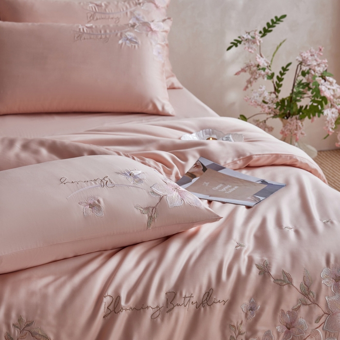 91家纺网 家纺一手货源 找家纺 爱缦 2026新款60支兰精天丝四件套--至真系列 玉粉