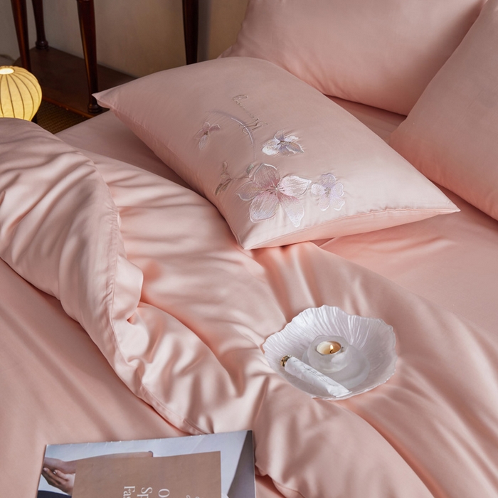 91家纺网 家纺一手货源 找家纺 爱缦 2026新款60支兰精天丝四件套--至真系列 玉粉