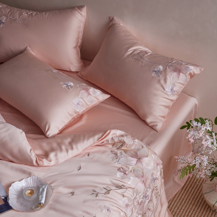 91家纺网 家纺一手货源 找家纺 爱缦 2026新款60支兰精天丝四件套--至真系列 玉粉