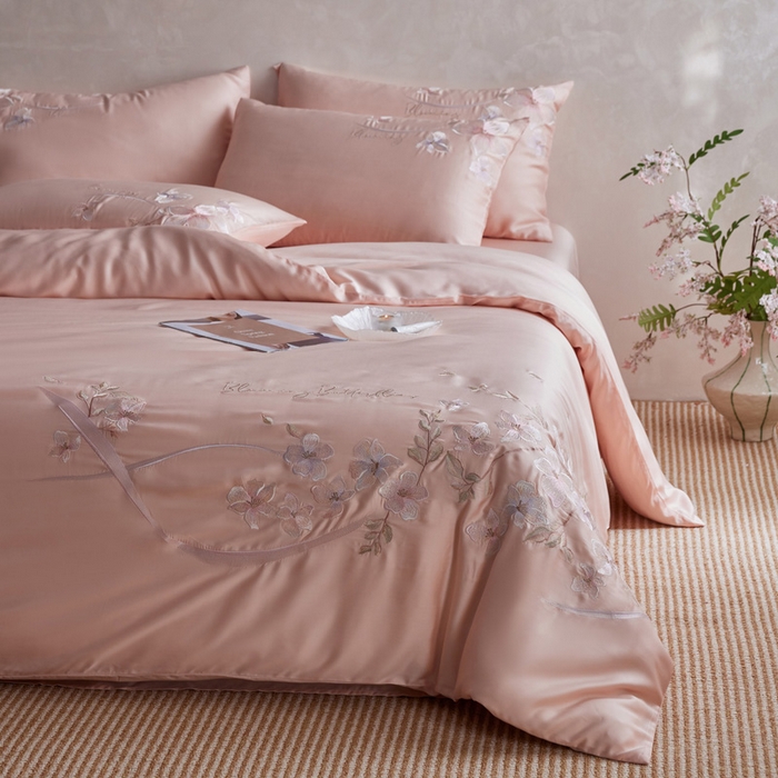 91家纺网 家纺一手货源 找家纺 爱缦 2026新款60支兰精天丝四件套--至真系列 玉粉