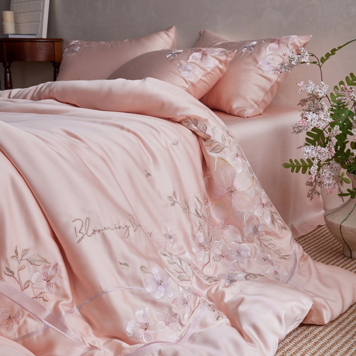 91家纺网 家纺一手货源 找家纺 爱缦 2026新款60支兰精天丝四件套--至真系列 玉粉