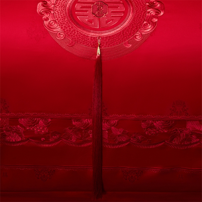 91家纺网 家纺一手货源 找家纺 （总）红翻天婚庆 2026新款全棉纯棉刺绣款婚庆系列四件套多件套-100S同心合意
