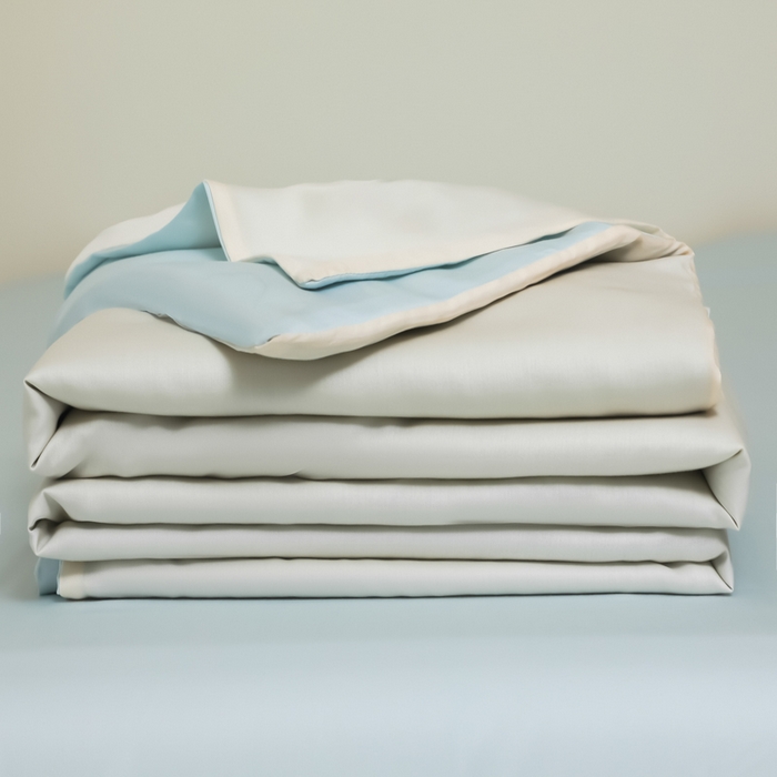 91家纺网 家纺一手货源 找家纺 缦绣阁家纺 2026新款夏季水洗冰丝轻奢四件套及丝滑裸睡被套被罩单品 芝士碧湖兰