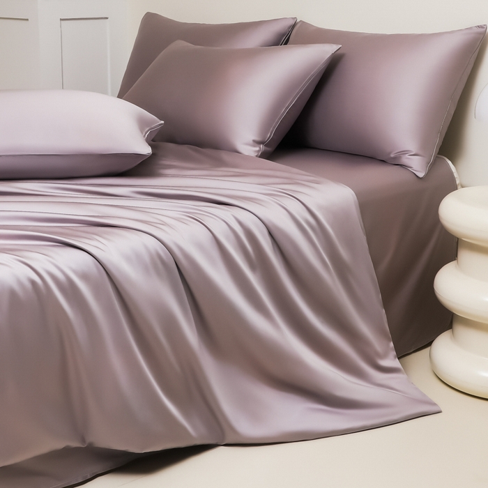 91家纺网 家纺一手货源 找家纺 缦绣阁家纺 2026新款夏季水洗冰丝轻奢四件套及丝滑裸睡被套被罩单品 椰子灰