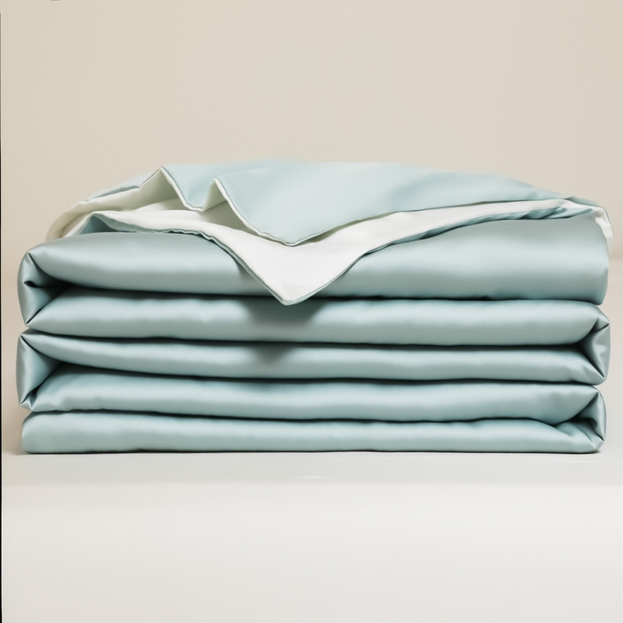 91家纺网 家纺一手货源 找家纺 缦绣阁家纺 2026新款夏季水洗冰丝轻奢四件套及丝滑裸睡被套被罩单品 水绿芝士