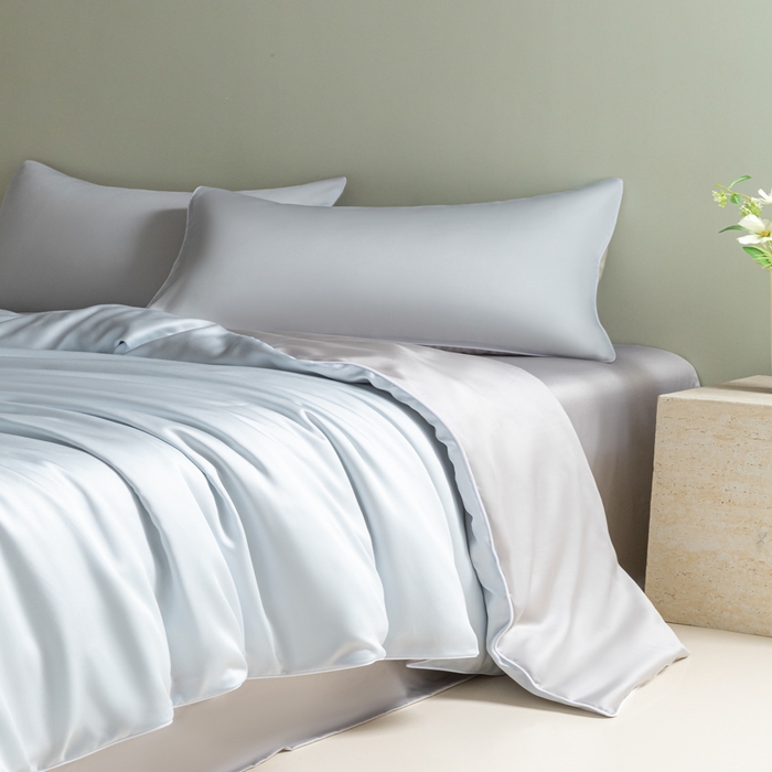 91家纺网 家纺一手货源 找家纺 （总）缦绣阁家纺 2026新款夏季轻奢水洗仿真丝四件套凉感丝床单被套纯色冰丝床笠双人三件套