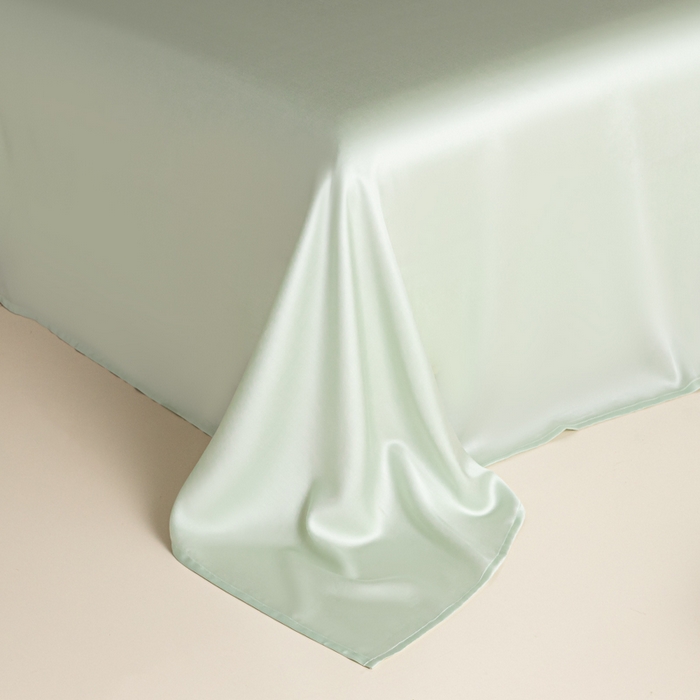 91家纺网 家纺一手货源 找家纺 缦绣阁家纺 2026新款夏季轻奢水洗仿真丝四件套凉感丝床单被套纯色冰丝床笠双人三件套 麻绳款-芝士果绿