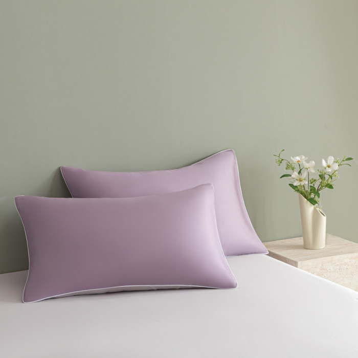 91家纺网 家纺一手货源 找家纺 缦绣阁家纺 2026新款夏季轻奢水洗仿真丝四件套凉感丝床单被套纯色冰丝床笠双人三件套 麻绳款-刲信紫+灰