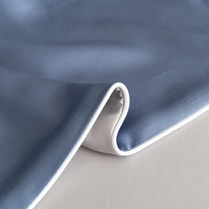 91家纺网 家纺一手货源 找家纺 缦绣阁家纺 2026新款夏季轻奢水洗仿真丝四件套凉感丝床单被套纯色冰丝床笠双人三件套 麻绳款-星海蓝+灰