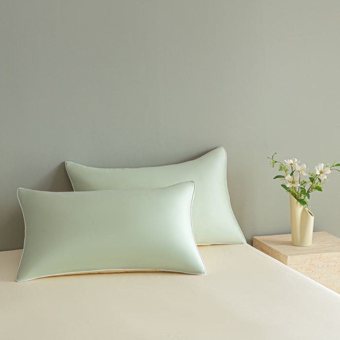 91家纺网 家纺一手货源 找家纺 缦绣阁家纺 2026新款夏季轻奢水洗仿真丝四件套凉感丝床单被套纯色冰丝床笠双人三件套 麻绳款-果绿芝士