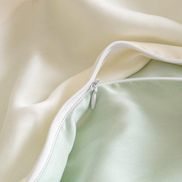 91家纺网 家纺一手货源 找家纺 缦绣阁家纺 2026新款夏季轻奢水洗仿真丝四件套凉感丝床单被套纯色冰丝床笠双人三件套 麻绳款-芝士果绿