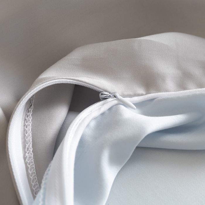 91家纺网 家纺一手货源 找家纺 缦绣阁家纺 2026新款夏季轻奢水洗仿真丝四件套凉感丝床单被套纯色冰丝床笠双人三件套 麻绳款-雾霾灰+碧湖兰