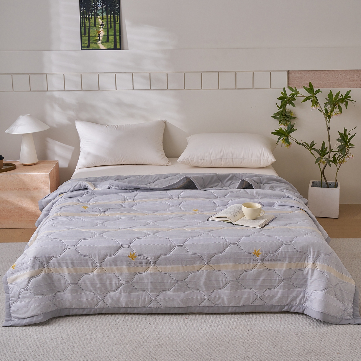 悦织湾家纺 2026新款超声波夏被亲肤绒夏凉被芦荟棉夏季被子批发供货赠品礼品被便宜夏被空调被 枫暖