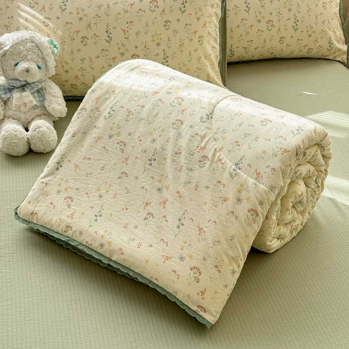 91家纺网 家纺一手货源 找家纺 （总）水木坊 2026新款云感双层纱抗菌花边夏被夏凉被空调被-晴风系列