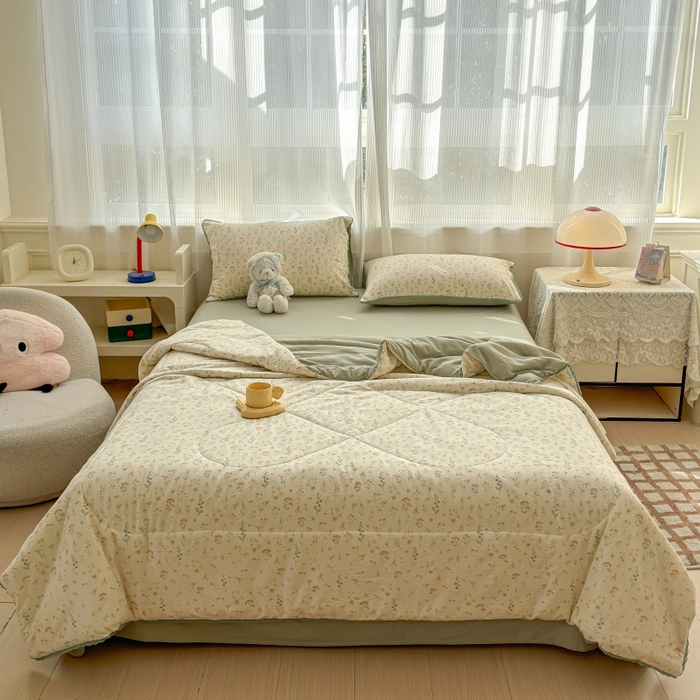 91家纺网 家纺一手货源 找家纺 （总）水木坊 2026新款云感双层纱抗菌花边夏被夏凉被空调被-晴风系列