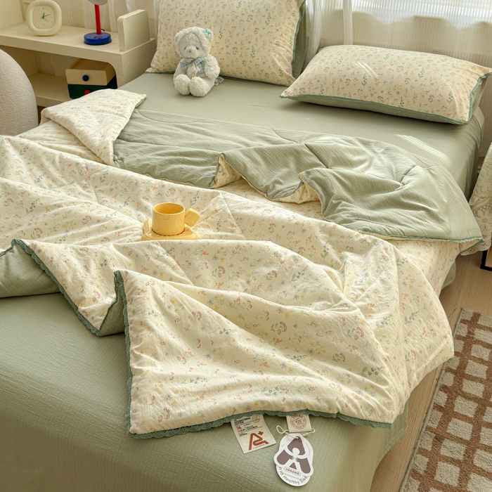 91家纺网 家纺一手货源 找家纺 （总）水木坊 2026新款云感双层纱抗菌花边夏被夏凉被空调被-晴风系列