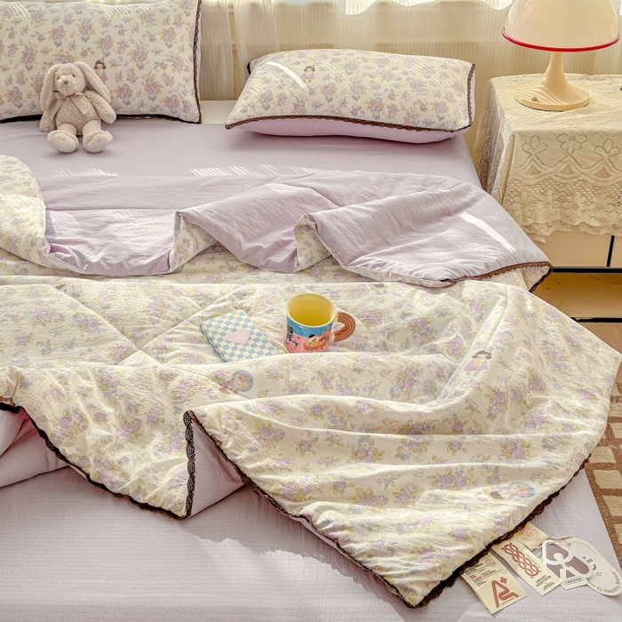 91家纺网 家纺一手货源 找家纺 水木坊 2026新款云感双层纱抗菌花边夏被夏凉被空调被-晴风系列 晴风-梦境之间