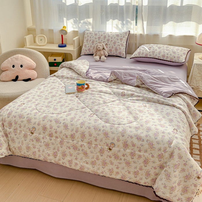 91家纺网 家纺一手货源 找家纺 水木坊 2026新款云感双层纱抗菌花边夏被夏凉被空调被-晴风系列 晴风-梦境之间