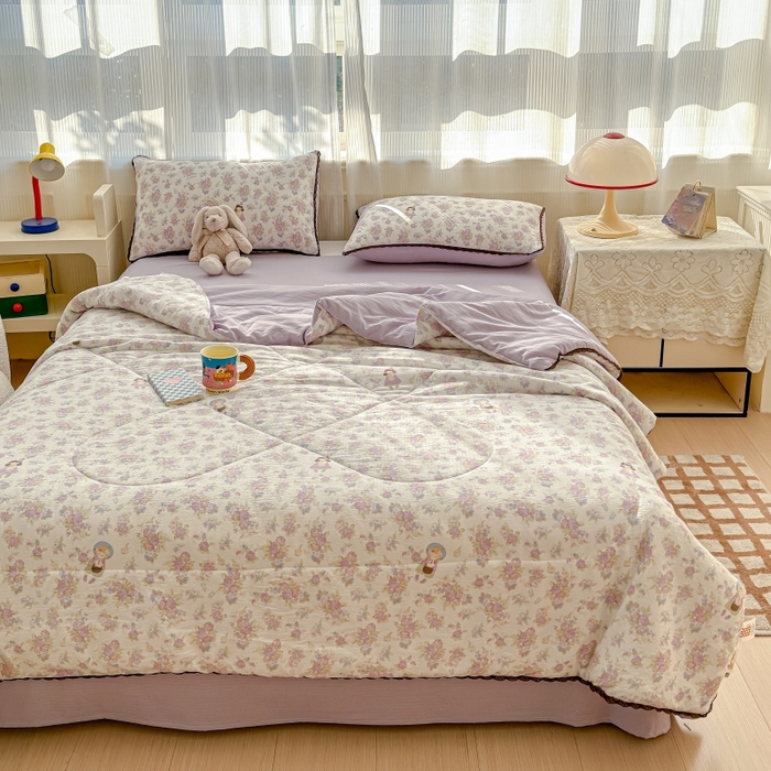 91家纺网 家纺一手货源 找家纺 水木坊 2026新款云感双层纱抗菌花边夏被夏凉被空调被-晴风系列 晴风-梦境之间