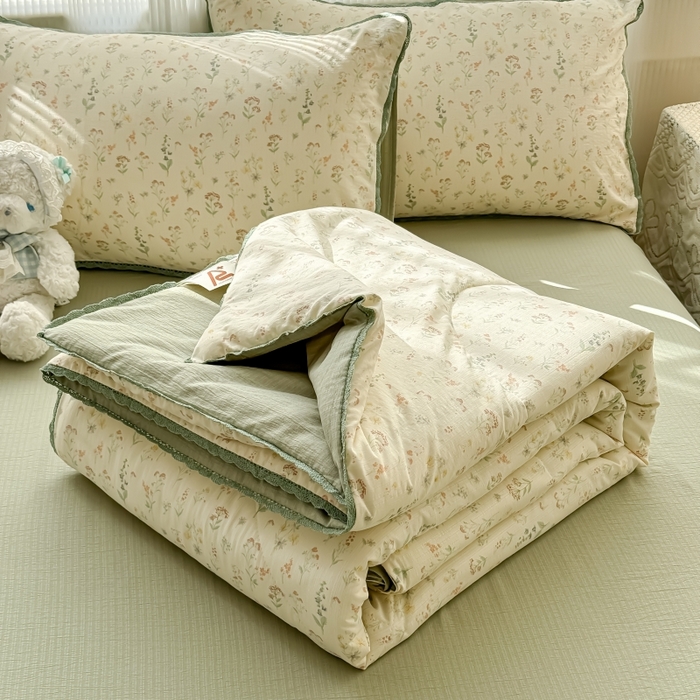 水木坊 2026新款云感双层纱抗菌花边夏被夏凉被空调被-晴风系列 晴风-春日小花