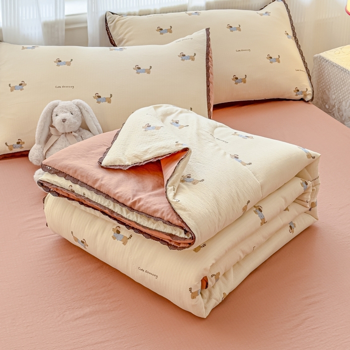 水木坊 2026新款云感双层纱抗菌花边夏被夏凉被空调被-晴风系列 晴风-俏皮狗