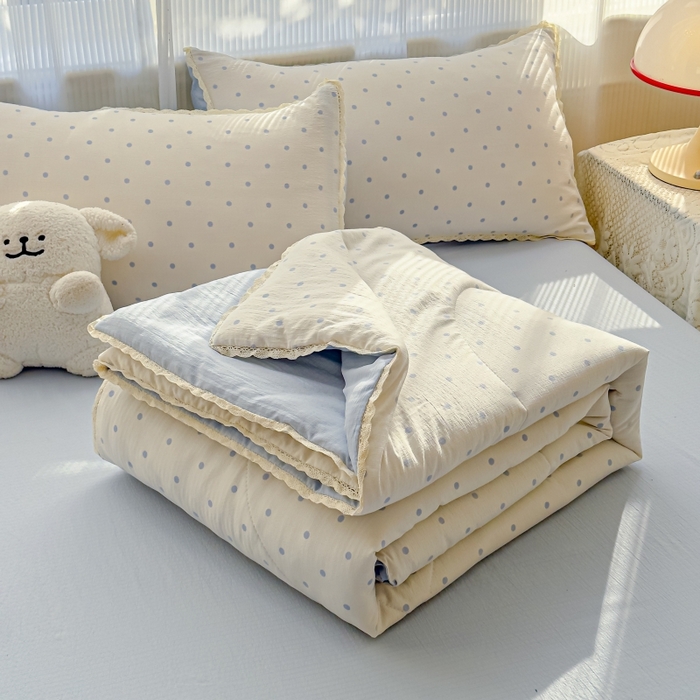 水木坊 2026新款云感双层纱抗菌花边夏被夏凉被空调被-晴风系列 晴风-海盐汤圆