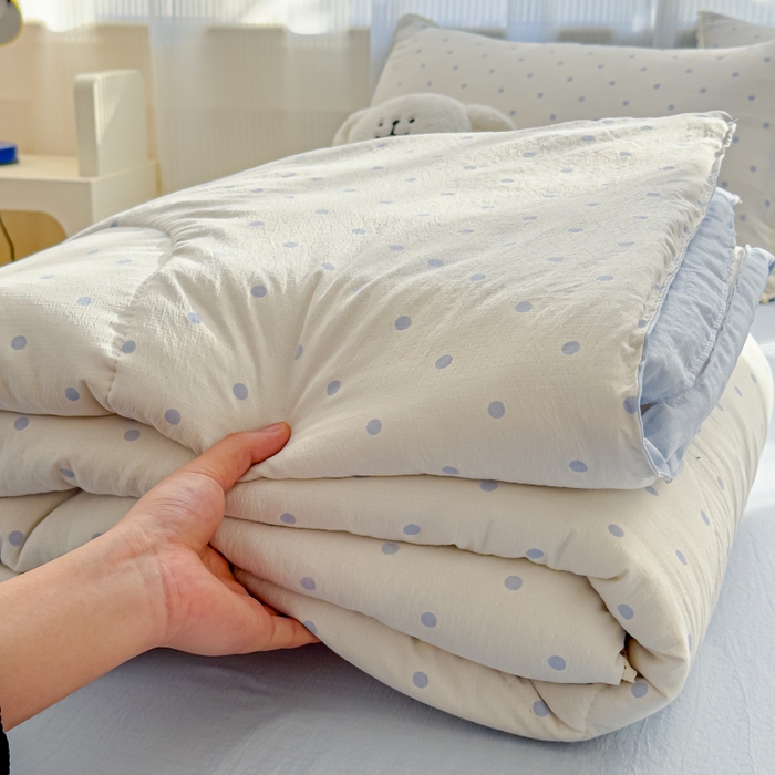 91家纺网 家纺一手货源 找家纺 水木坊 2026新款云感双层纱抗菌花边夏被夏凉被空调被-晴风系列 晴风-海盐汤圆