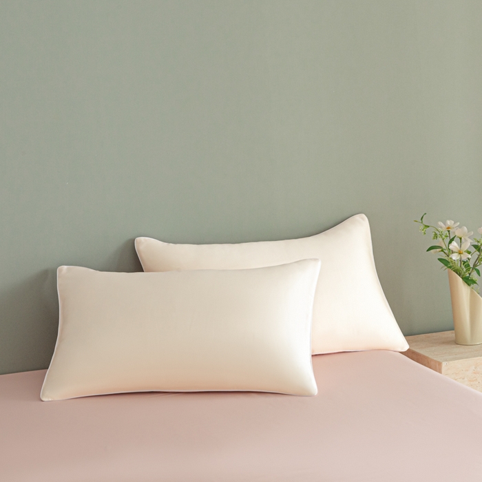 91家纺网 家纺一手货源 找家纺 缦绣阁家纺 2026新款夏季轻奢水洗仿真丝四件套凉感丝床单被套纯色冰丝床笠双人三件套 麻绳款-奶昔+粉