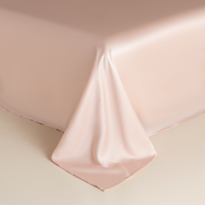 91家纺网 家纺一手货源 找家纺 缦绣阁家纺 2026新款夏季轻奢水洗仿真丝四件套凉感丝床单被套纯色冰丝床笠双人三件套 麻绳款-奶昔+粉