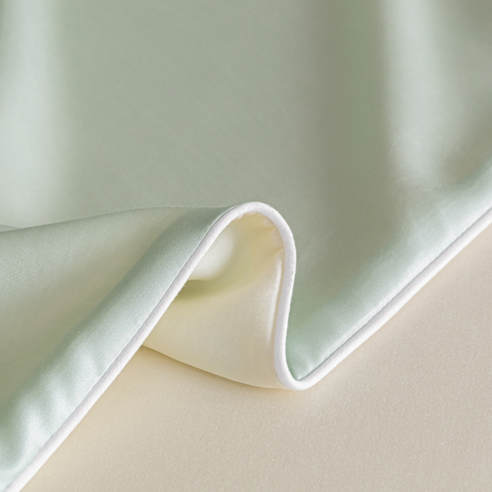 91家纺网 家纺一手货源 找家纺 缦绣阁家纺 2026新款夏季轻奢水洗仿真丝四件套凉感丝床单被套纯色冰丝床笠双人三件套 麻绳款-果绿芝士