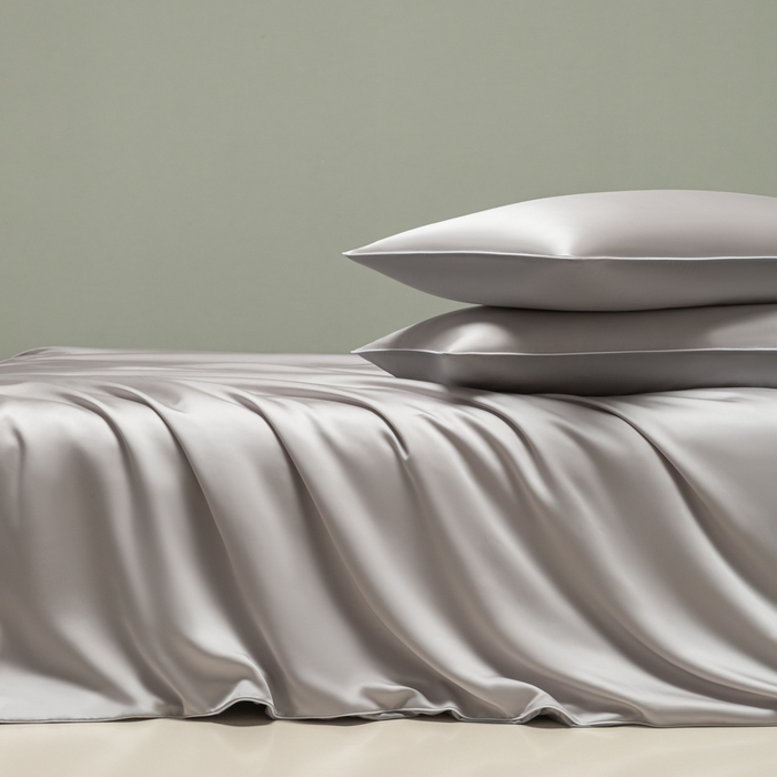 91家纺网 家纺一手货源 找家纺 缦绣阁家纺 2026新款夏季轻奢水洗仿真丝四件套凉感丝床单被套纯色冰丝床笠双人三件套 麻绳款-雾霾高级灰