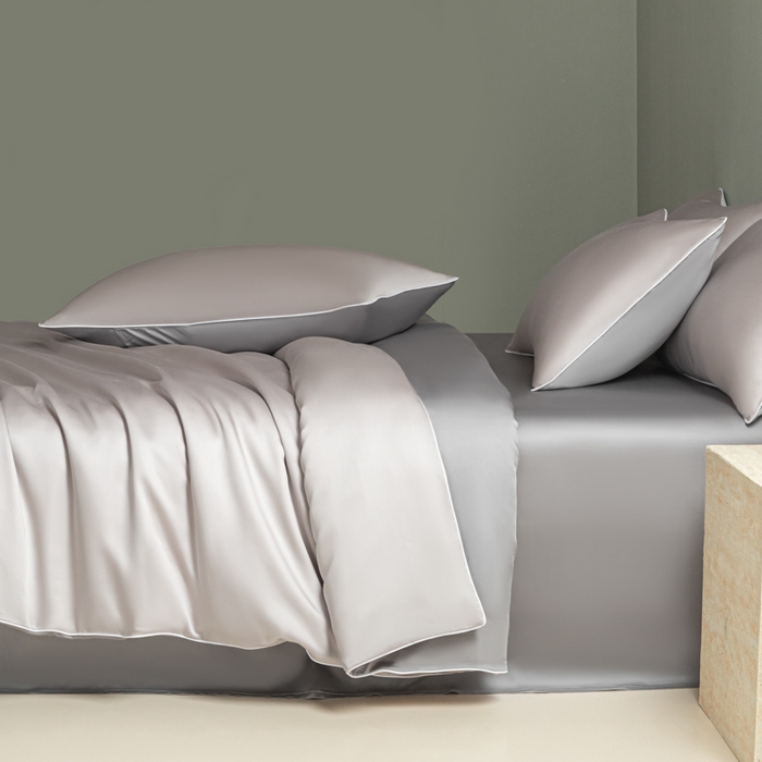 91家纺网 家纺一手货源 找家纺 缦绣阁家纺 2026新款夏季轻奢水洗仿真丝四件套凉感丝床单被套纯色冰丝床笠双人三件套 麻绳款-雾霾高级灰