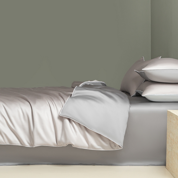 91家纺网 家纺一手货源 找家纺 缦绣阁家纺 2026新款夏季轻奢水洗仿真丝四件套凉感丝床单被套纯色冰丝床笠双人三件套 麻绳款-雾霾高级灰