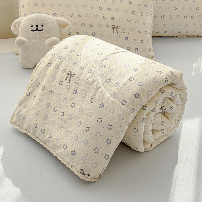 91家纺网 家纺一手货源 找家纺 水木坊 2026新款云感双层纱抗菌花边夏被夏凉被空调被-晴风系列 晴风-摘星