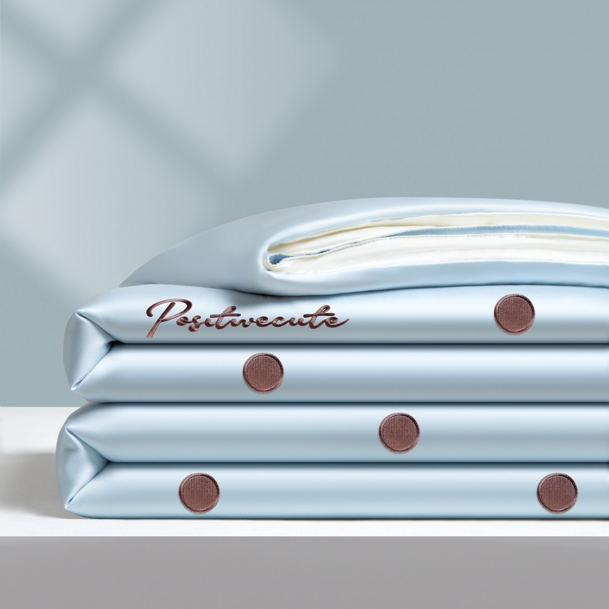 云棉坊 2026新款水洗冰丝夏被-满绣系列 波点-清澈兰