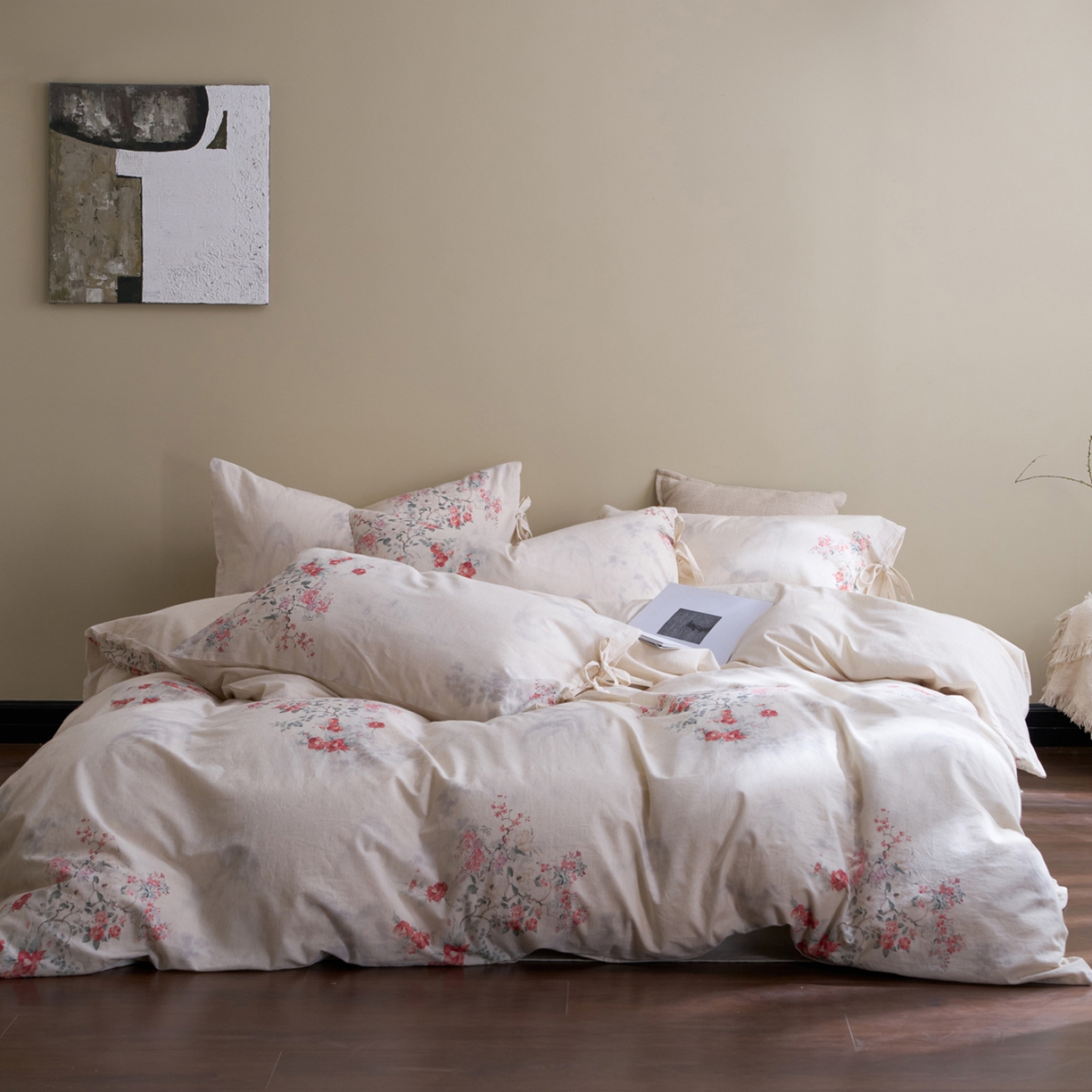 91家纺网 家纺一手货源 找家纺 久典家居 2026新款A类棉麻数码印花四件套 花间集