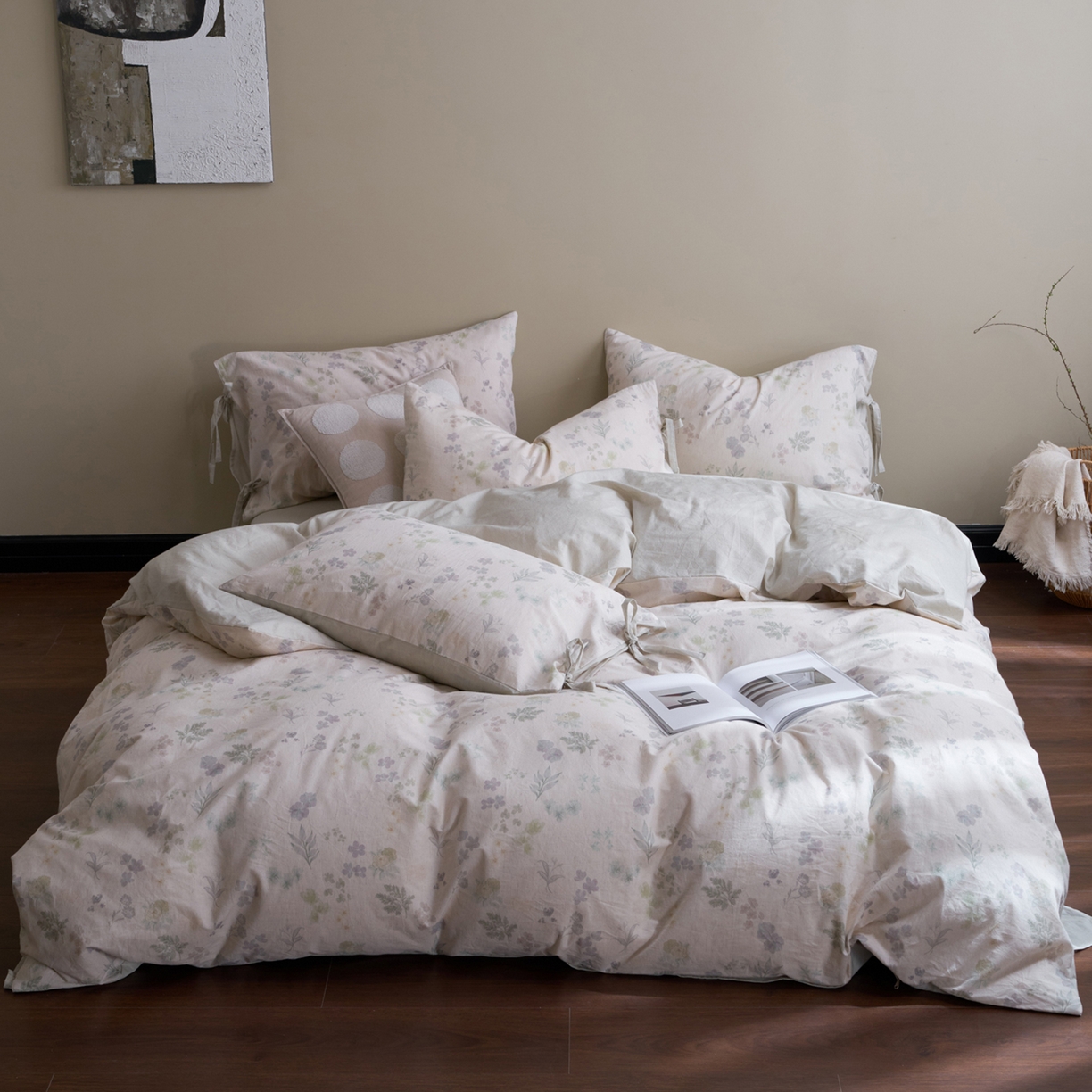 久典家居 2026新款A类棉麻数码印花四件套 春野织梦