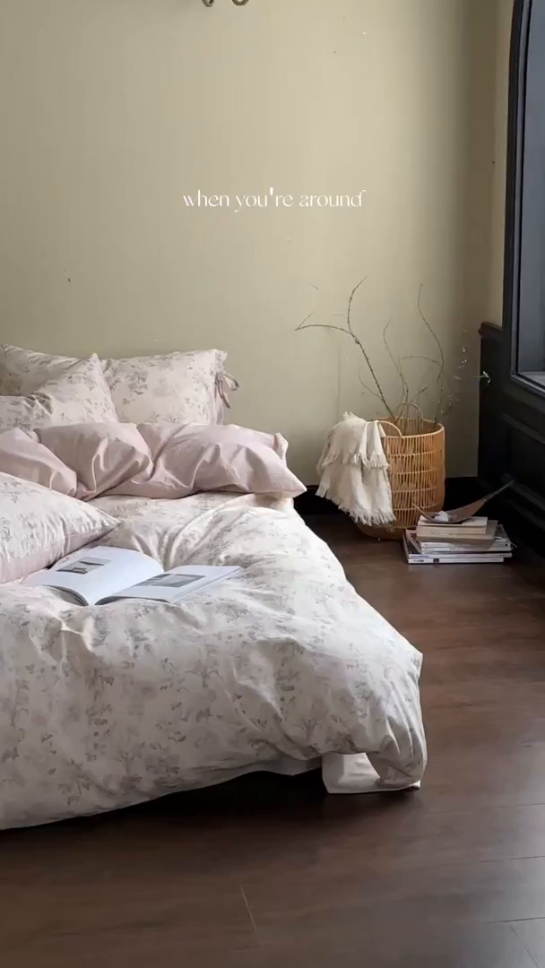 91家纺网 家纺一手货源 找家纺 久典家居 2026新款A类棉麻数码印花四件套 田园花语