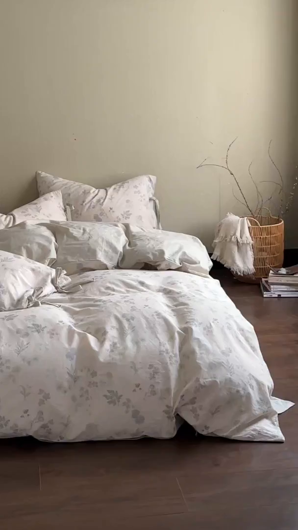 91家纺网 家纺一手货源 找家纺 久典家居 2026新款A类棉麻数码印花四件套 春野织梦