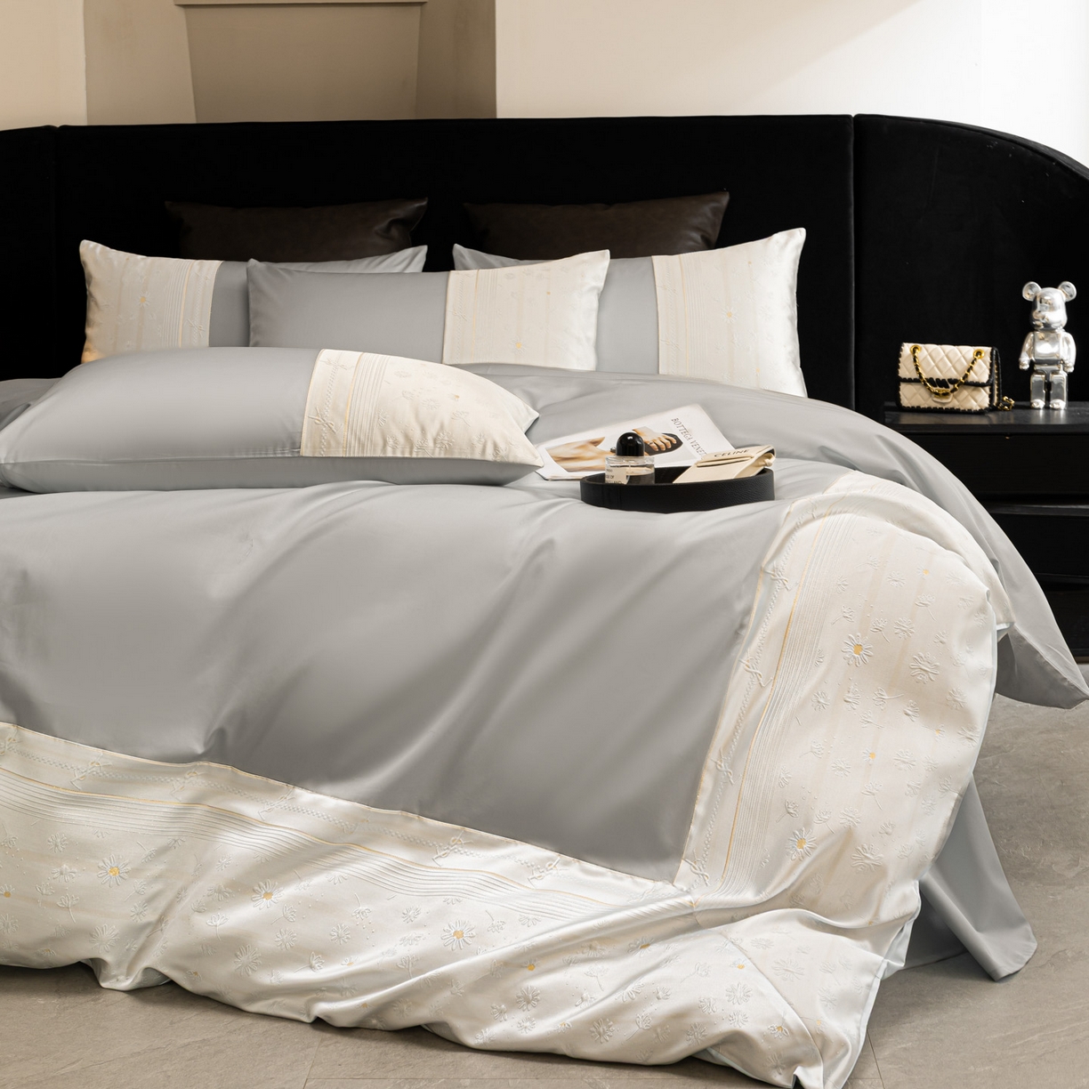 91家纺网 家纺一手货源 找家纺 （总）女子家纺 2026春夏新款全棉纯棉刺绣拼角四件套-缦悦系列