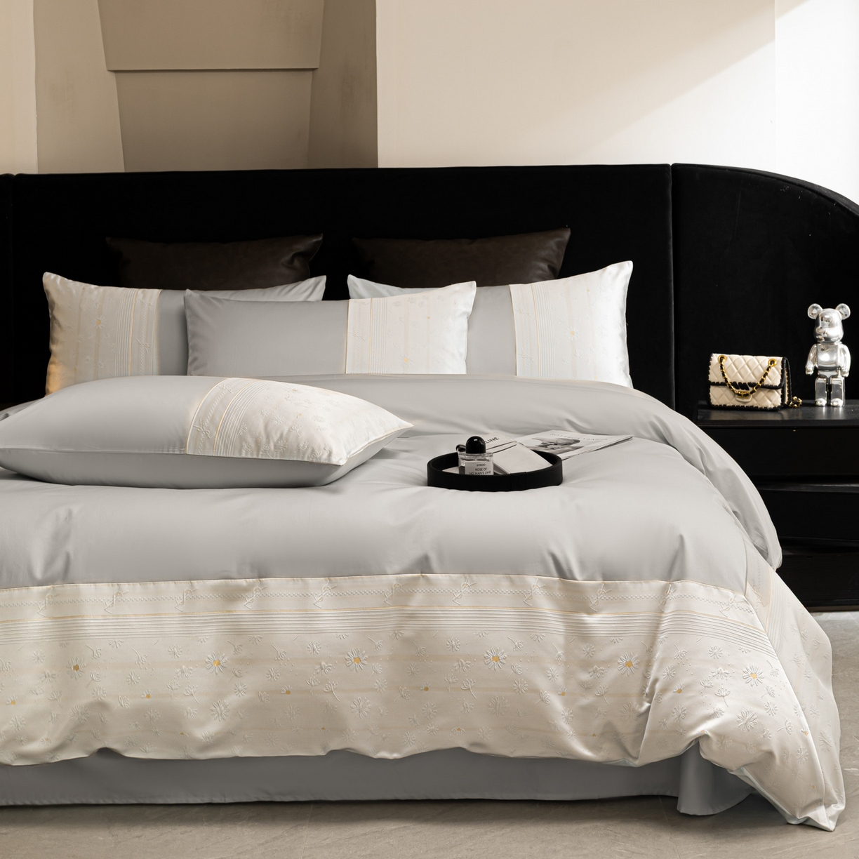 91家纺网 家纺一手货源 找家纺 （总）女子家纺 2026春夏新款全棉纯棉刺绣拼角四件套-缦悦系列